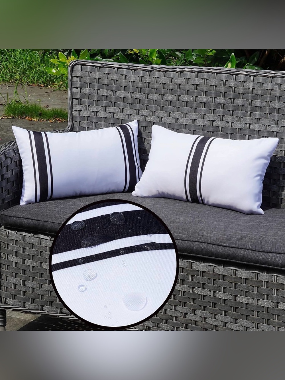 Outdoor Pillow Covers 12X20 Waterproof Set of 2 Lumbar Throw Cushion Covers